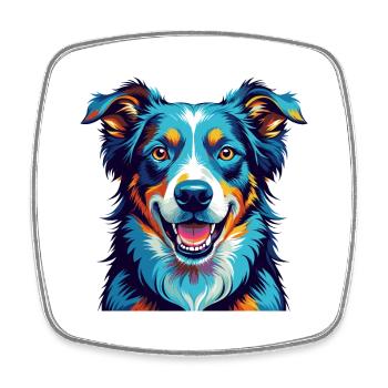 Koolie Chien Race Coloré Dessin animé Kawaii - Magnet carré - blanc - Devant