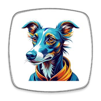 lévrier chien race dessin animé coloré kawaii - Magnet carré - blanc - Devant