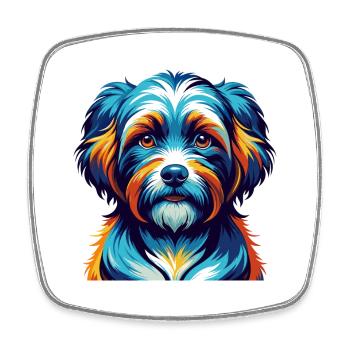 Race de chien havanais, dessin animé coloré, Kawaii - Magnet carré - blanc - Devant