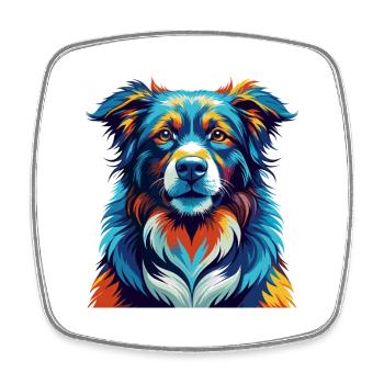 Chien de berger de l’Himalaya race Dessin animé coloré Kawaii - Magnet carré - blanc - Devant