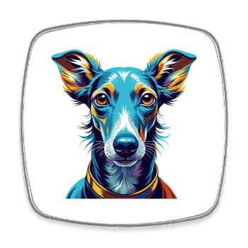 Lévrier italien race de chien dessin animé Kawaii - Magnet carré - blanc - Devant