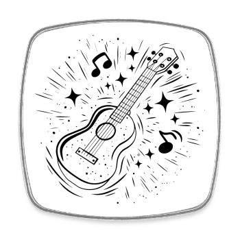 Ukulele Line Art - Viereckiger Kühlschrankmagnet - Weiß - Vorne