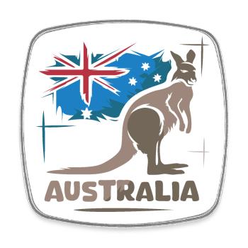 Australie Kangourou bande dessinée drapeau nature animaux symbole - Magnet carré - blanc - Devant