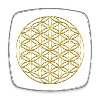 Flower of Life Gold | Blume des Lebens Gold - Viereckiger Kühlschrankmagnet - Weiß - Vorne