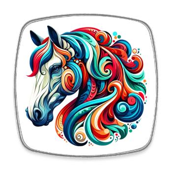 Horse - Square fridge magnet - white - Front