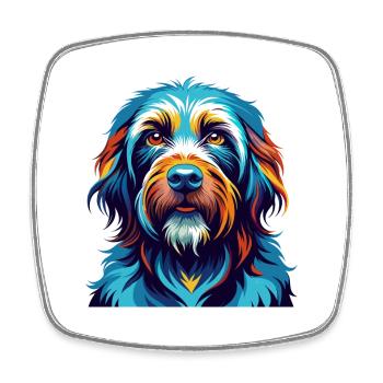 Griffon Bleu De Gascogne Dog Breed Cartoon Kawaii - Square fridge magnet - white - Front