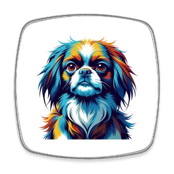 Japanese Chin Dog Breed Colorful Cartoon Kawaii - Square fridge magnet - white - Front
