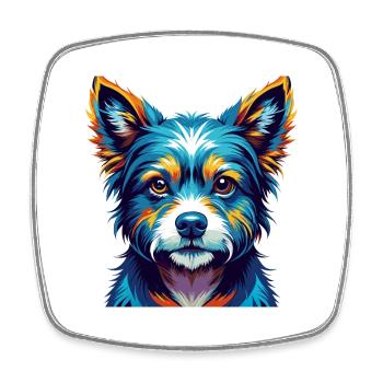 Terrier japonais chien race coloré dessin animé Kawaii - Magnet carré - blanc - Devant
