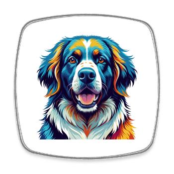 Große Pyrenäen Hunderasse Bunte Karikatur Kawaii - Viereckiger Kühlschrankmagnet - Weiß - Vorne