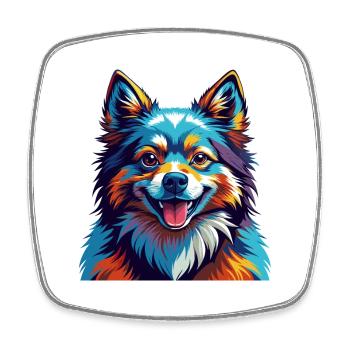 Spitz indien chien race Dessin animé coloré Kawaii - Magnet carré - blanc - Devant