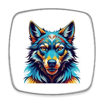 Kunming Wolfdog Rasse Bunte Karikatur Kawaii - Viereckiger Kühlschrankmagnet - Weiß - Vorne