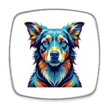 Latvian Hound Dog Breed Colorful Cartoon Kawaii - Square fridge magnet - white - Front