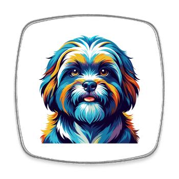 Lhasa Apso Hunderasse Bunte Karikatur Kawaii - Viereckiger Kühlschrankmagnet - Weiß - Vorne