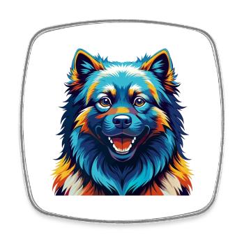 Keeshond Dog Breed Colorful Cartoon Kawaii - Square fridge magnet - white - Front