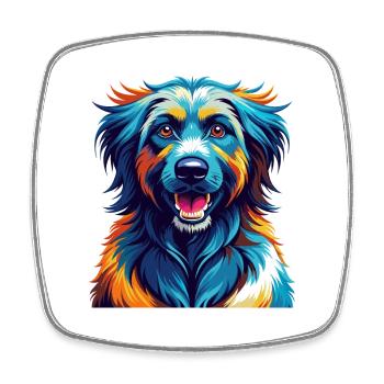 Kuchi Berger Afghan Chien Race Dessin Animé Kawaii - Magnet carré - blanc - Devant