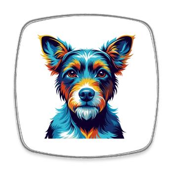 Miniature Fox Terrier Dog Breed Cartoon Kawaii - Square fridge magnet - white - Front
