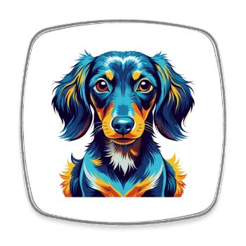 Miniature Dachshund Dog Breed Cartoon Kawaii - Square fridge magnet - white - Front