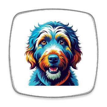 Labradoodle Dog Breed Colorful Cartoon Kawaii - Square fridge magnet - white - Front