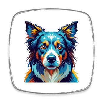 Picardie Schäferhund Rasse Bunt Karikatur Kawaii - Viereckiger Kühlschrankmagnet - Weiß - Vorne