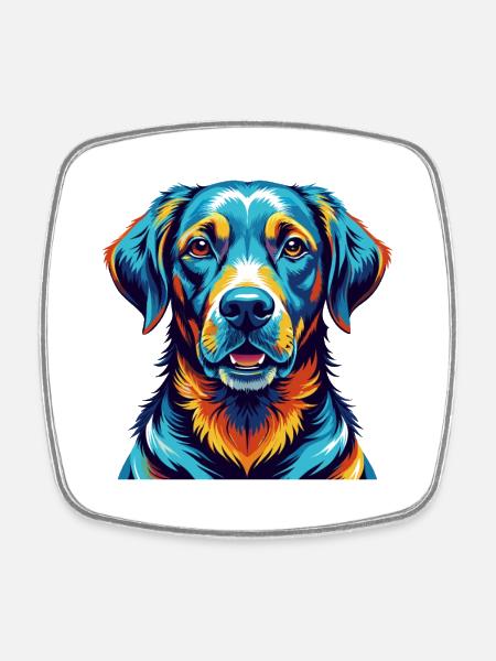 Labrador Dog Breed Colorful Cartoon Kawaii - Square fridge magnet - white