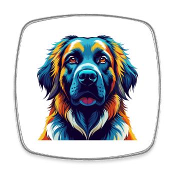 Leonberger Dog Breed Colorful Cartoon Kawaii - Square fridge magnet - white - Front