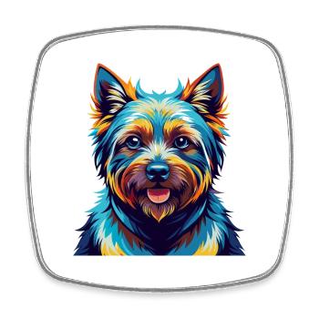 Norwich Terrier Dog Breed Colorful Cartoon Kawaii - Square fridge magnet - white - Front