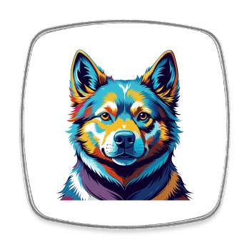 Norwegian Buhund Dog Breed Colorful Cartoon Kawaii - Square fridge magnet - white - Front