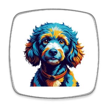 caniche miniature chien race coloré dessin animé kawaii - Magnet carré - blanc - Devant