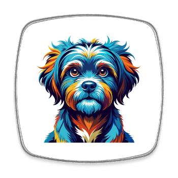 Lowchen Petit Lion Chien Race Dessin Animé Kawaii - Magnet carré - blanc - Devant