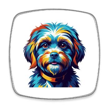 Maltipoo Hunderasse Bunte Karikatur Kawaii - Viereckiger Kühlschrankmagnet - Weiß - Vorne