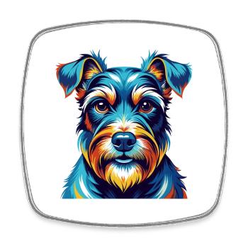 Miniatur Schnauzer Hund Rasse Karikatur Kawaii - Viereckiger Kühlschrankmagnet - Weiß - Vorne