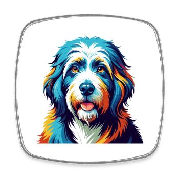 Vieux chien de berger anglais race coloré dessin animé Kawaii - Magnet carré - blanc - Devant