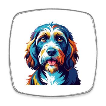 Petit Basset Griffon Vendéen Hunderasse Karikatur - Viereckiger Kühlschrankmagnet - Weiß - Vorne