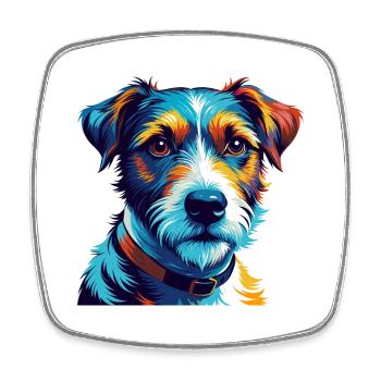 Parson Russell Terrier Dog Breed Cartoon Kawaii - Square fridge magnet - white - Front