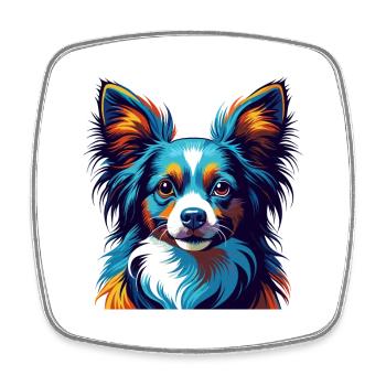Papillon Hunderasse Bunte Karikatur Kawaii - Viereckiger Kühlschrankmagnet - Weiß - Vorne