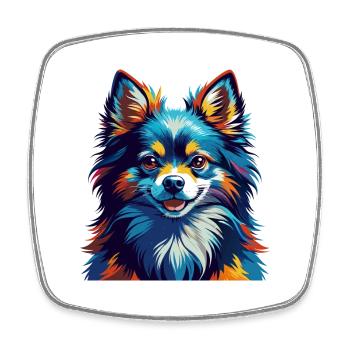 Pommersche Deutsche Spitz Hunderasse Karikatur Kawaii - Viereckiger Kühlschrankmagnet - Weiß - Vorne