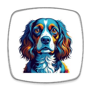 Pont Audemer Epagneul Chien Race Dessin Animé Kawaii - Magnet carré - blanc - Devant