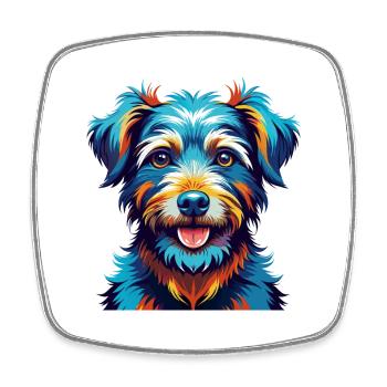 Pumi Hunderasse Buntes Aquarell Karikatur Kawaii - Viereckiger Kühlschrankmagnet - Weiß - Vorne