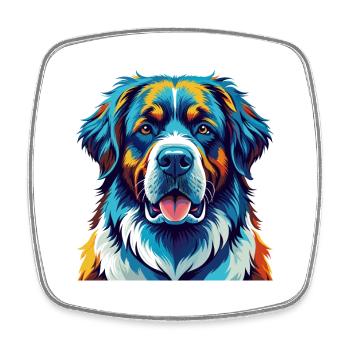 Pyrenean Mastiff Dog Breed Colorful Cartoon Kawaii - Square fridge magnet - white - Front