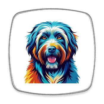 Chien de berger des Pyrénées race Dessin animé coloré Kawaii - Magnet carré - blanc - Devant