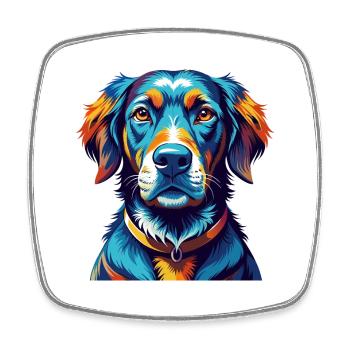 Chien de chasse russe race Dessin animé coloré Kawaii - Magnet carré - blanc - Devant