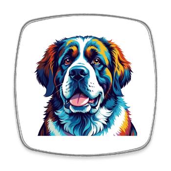 Saint Bernard Chien Race Coloré Dessin Animé Kawaii - Magnet carré - blanc - Devant
