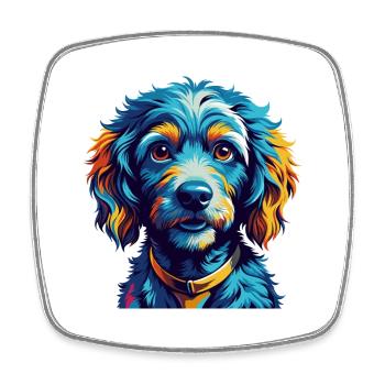 Caniche Chien Race Coloré Dessin Animé Kawaii - Magnet carré - blanc - Devant
