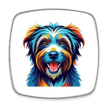 Berger des Pyrénées Race Dessin animé Kawaii - Magnet carré - blanc - Devant