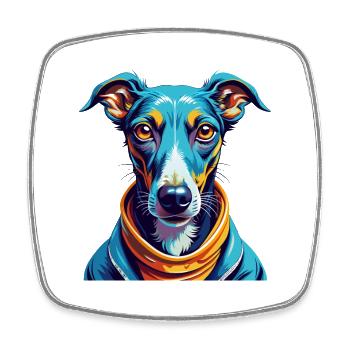 Rampur lévrier chien race coloré dessin animé Kawaii - Magnet carré - blanc - Devant