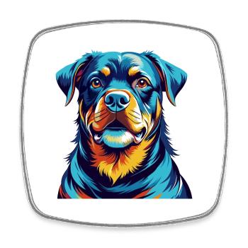 Rottweiler Hunderasse Bunt Karikatur Kawaii - Viereckiger Kühlschrankmagnet - Weiß - Vorne