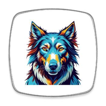 Lévrier Russe Chien Race Dessin Animé Kawaii - Magnet carré - blanc - Devant