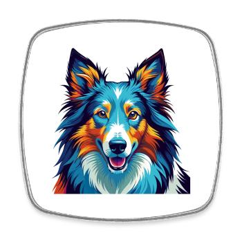 Rough Collie Dog Breed Colorful Cartoon Kawaii - Square fridge magnet - white - Front