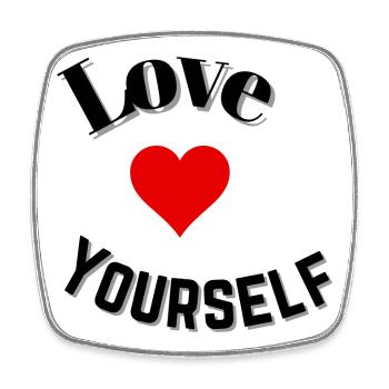 Love yourself - Square fridge magnet - white - Front