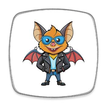 Bat Funny Cartoon Kawaii Jacket Sunglasses - Square fridge magnet - white - Front